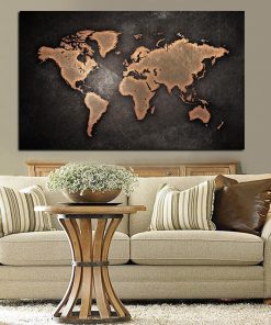 Huge Black World Map Painting Print On Canvas HD Painting  Wall Art Home decor 