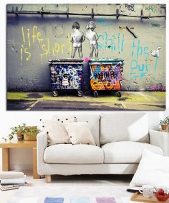 Pop Street Art Graffiti Life is Short Chill the Duck out Two Nude Kid Poster Print Canvas Painting Wall Picute for Cuadros Decor