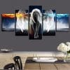 5Panel Ice and Fire Demons Wall Art Printed on Canvas