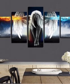 5Panel 3D Angeles Girls Canvas Painting Anime Demons Children's Room Modular Wall Pictures Art HD Print for Living Room Cuadros