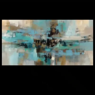 Light Blue Abstract Oil Painting Printed on Canvas