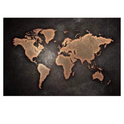 Black 3D World Map Painting Printed on Canvas - Image 2