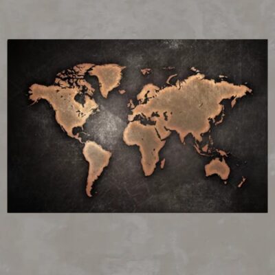 Black 3D World Map Painting Printed on Canvas - Image 3