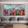 Abstract City Landscape Modern Pop Graffiti Painting Printed on Canvas