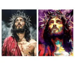 Abstract Painting of Jesus Printed on Canvas