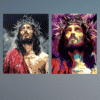 Abstract Painting of Jesus Printed on Canvas