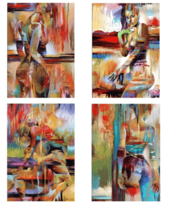 Abstract Paintings Attractive Women Printed on Canvas
