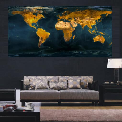 Art Globe Painting Gold World Map Print On Canva