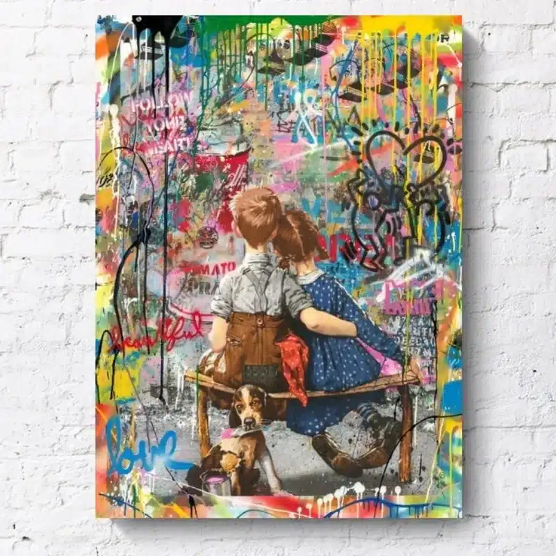 Banksy Graffiti My Childhood Best Friends, Printed on Canvas