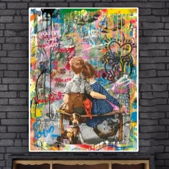 Banksy Graffiti My Childhood Best Friends, Printed on Canvas