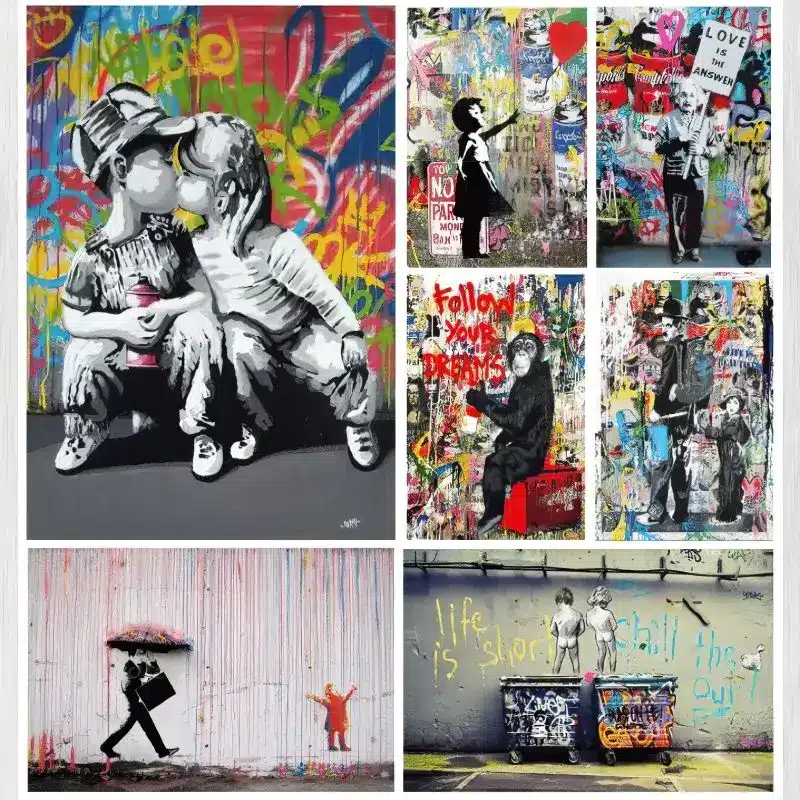 Banksy Still Life Great Abstract Graffiti Paintings Printed on Canvas