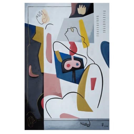 Abstract Canvas Painting Black Line Retro Classic Wall Art - Image 3