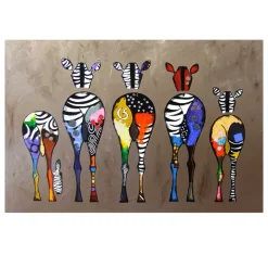 Colorful Abstract Zebra Painting Print on Canvas