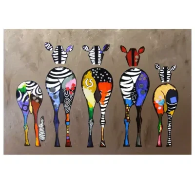 Colorful Abstract Zebra Painting Print on Canvas