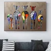 Colorful Abstract Zebra Painting Print on Canvas