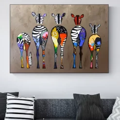 Colorful Abstract Zebra Painting Print on Canvas