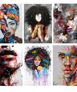 Colorful Women's Face Printed on Canvas