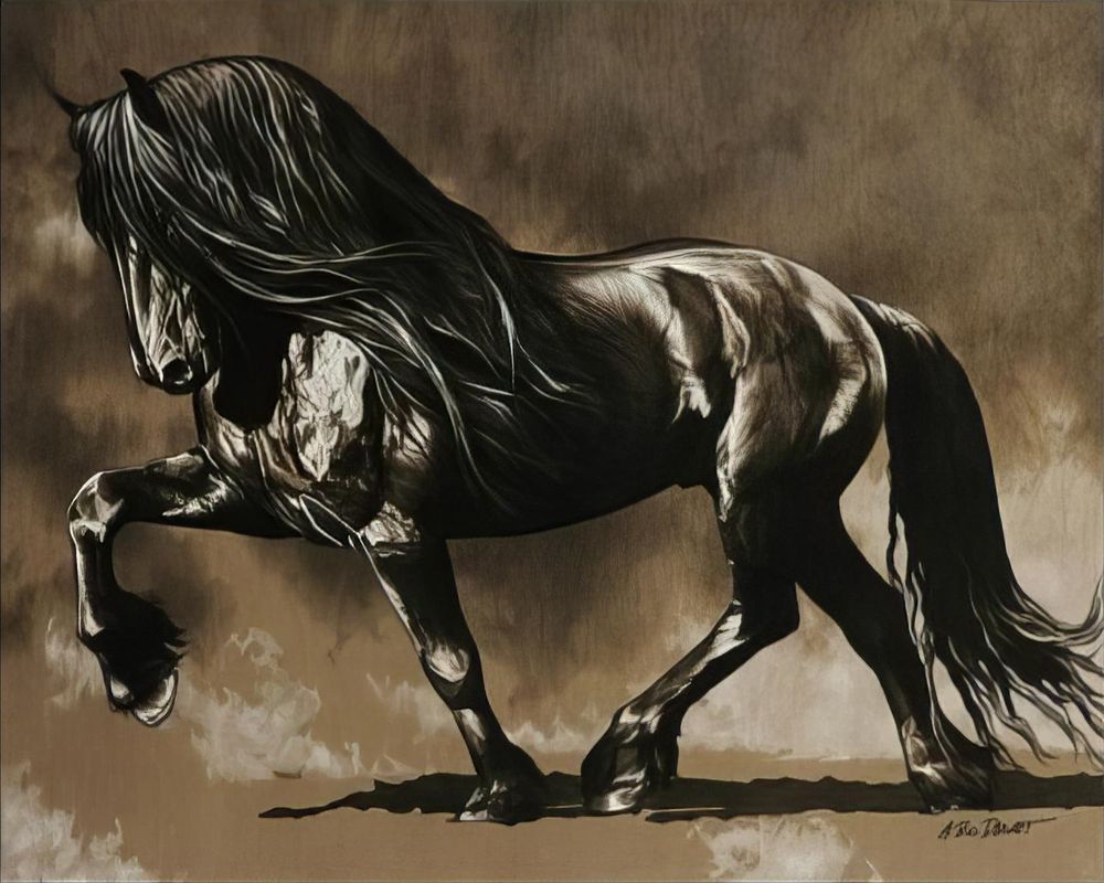 Elegant Horse Painting Wall Art Printed on Canvas 80x100 1