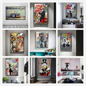 Art-Abstract-Painting-Banksy-Graffiti-Printed-on-Canvas