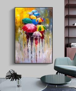 Abstract Girls Holding Umbrella Oil Paintings Print On Canvas Art Posters And Prints Modern Wall Art Pictures Home Decoration