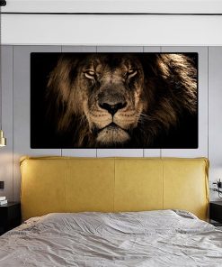 African Lion Head Art Printed on Canvas