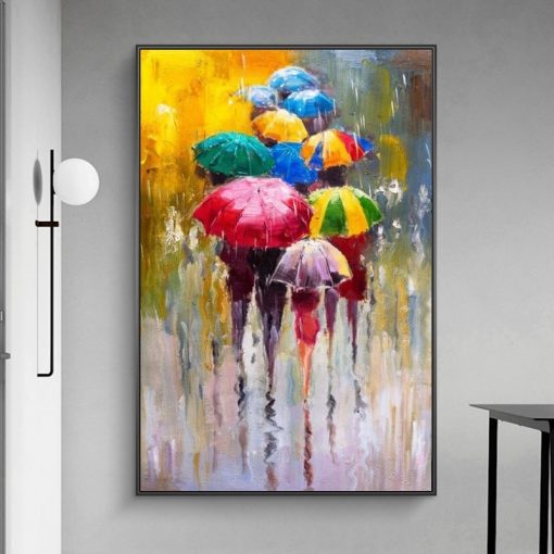 Abstract Girls Holding Umbrella Oil Paintings Print On Canvas Art Posters And Prints Modern Wall Art Pictures Home Decoration