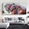 Two Running Horses Abstract Art Painting Printed on Canvas