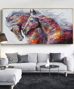 SELFLESSLY Animal Art Two Running Horses Canvas Painting Wall Art Pictures For Living Room Modern Abstract Art Prints Posters