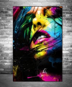 Colorful Girl Face Painting art printed on canvas