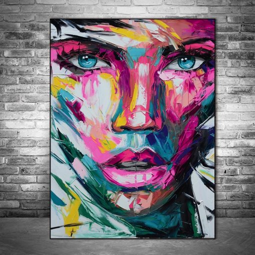 Kyara Art Paintings Colorful Womans Face Graffiti Printed on Canvas ...