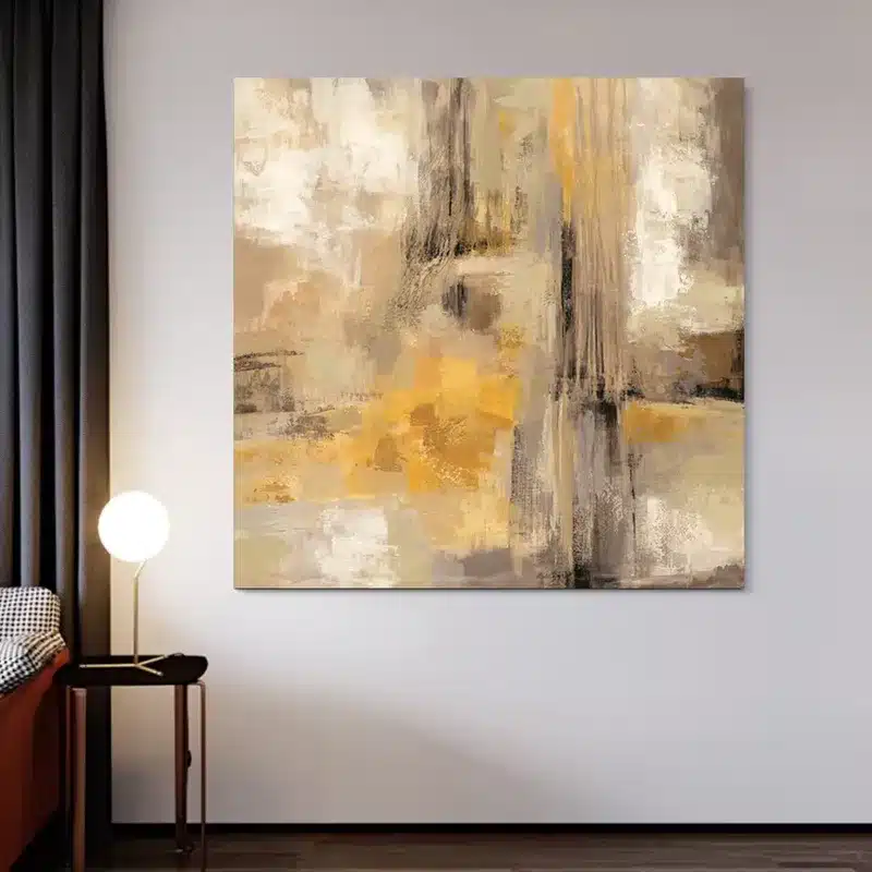 HD Yellow Gray Abstract Oil Painting Print on Canvas