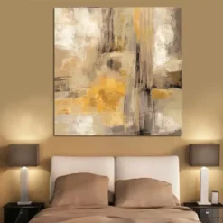 HD Yellow Gray Abstract Oil Painting Print on Canvas