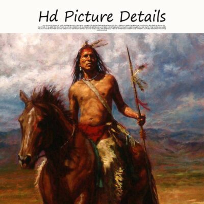 Native Indian Landscape Oil Painting Printed on Canvas