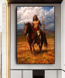 Native Indian Landscape Oil Painting Printed on Canvas 