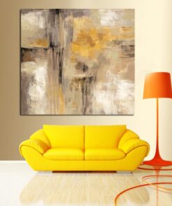 HD Yellow Gray Abstract Oil Painting Print on Canvas