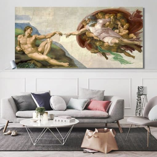 Creation of Adam by Michelangelo Printed on Canvas