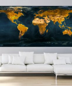 Art Painting Gold Globe World Map Print On Canvas