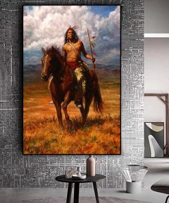 Native Indian Landscape Oil Painting Printed on Canvas 