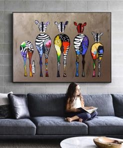  Colorful Abstract Zebra Painting Print on Canvas