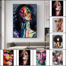 Abstract Art Painting Colorful Woman Face Graffiti Prints on Canvas