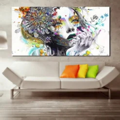 Oil Painting Art Girl With Flowers Prints On Canvas