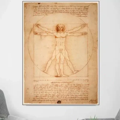 The Vitruvian Man by Leonardo da Vinci Drawing Art Paintings Printed On Canvas