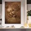 Woman’s Head Painting by Leonardo da Vinci Printed on Canvas