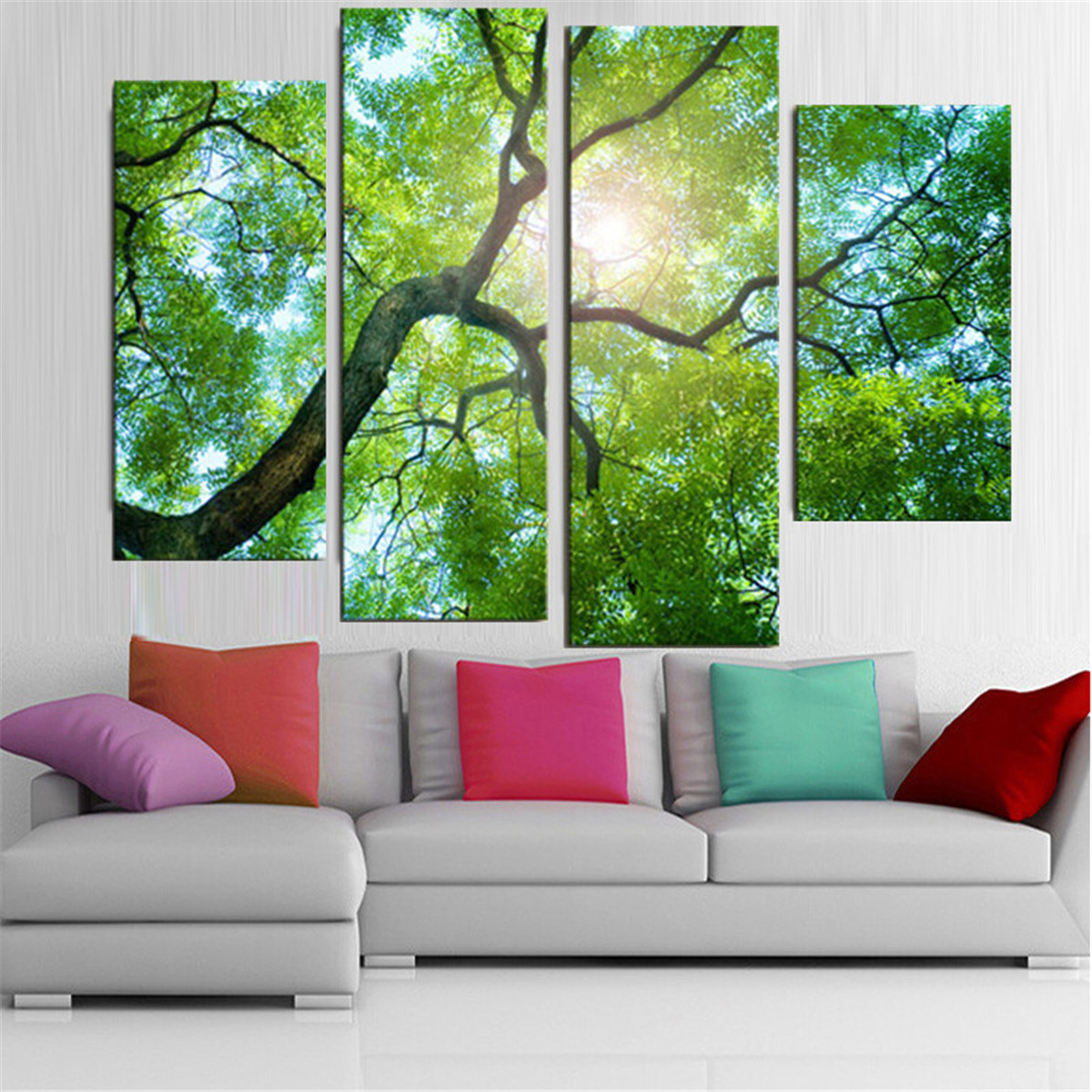 4 pcs Green Tree Wall Decorative Paintings Printed on Canvas ...