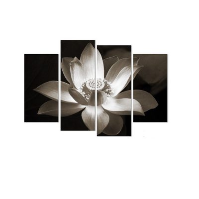 4Pcs Lotus Flowers Canvas Print Paintings Wall Decorative Print Art Pictures Frameless Wall Hanging Decorations for Home Office