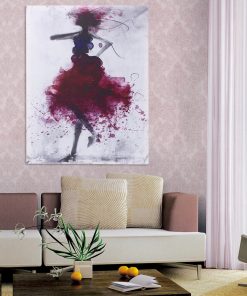 Fashion Red Girl Minimalist Abstract Art Canvas Oil Print Paintings