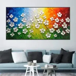 Abstract 3D Flowers Wall Art Printed on Canvas