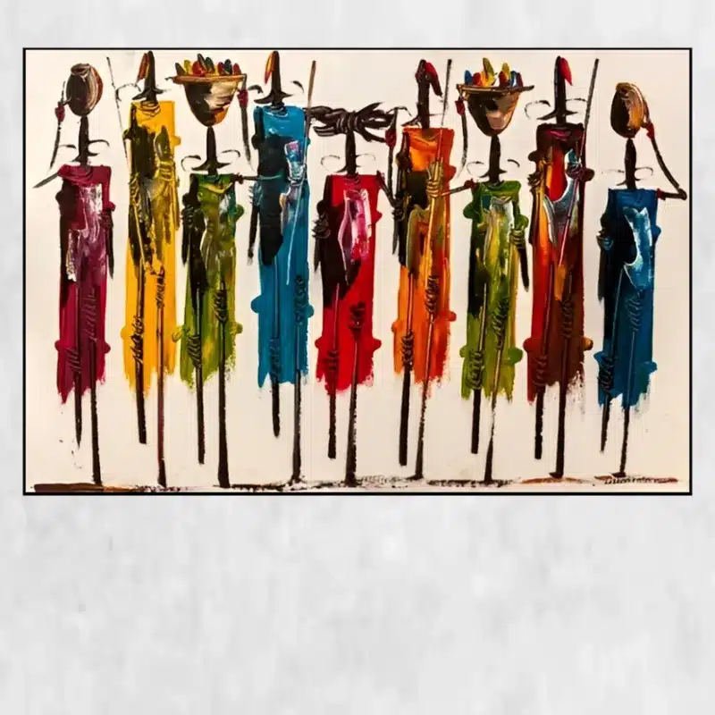 Abstract Art African Women Oil Painting Colorful Painting Printed on Canvas