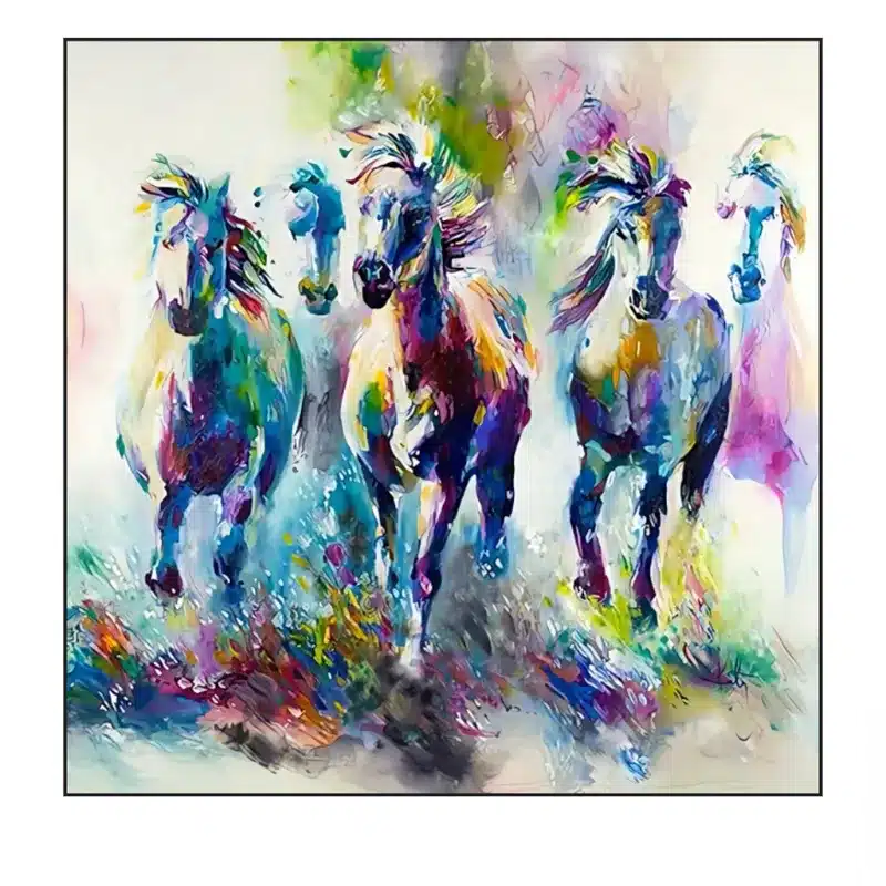Abstract Art Colorful Horses Oil Painting Printed on Canvas