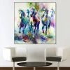 Abstract Art Colorful Horses Oil Painting Printed on Canvas